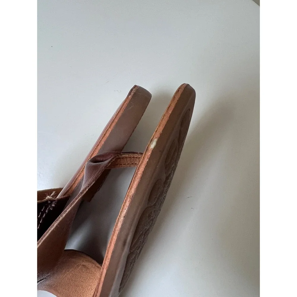 Korks Khell‎ Brown Thong Sandals Womens 6M Flat Slide KR0001206